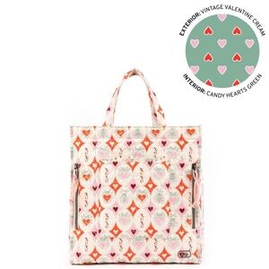 NWT Lug RUNNER SUPREME Vintage Valentine Cream Quilted Hearts Bows XOXO Tote Bag